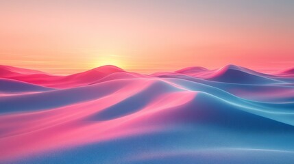 Wall Mural - A colorful landscape of undulating hills under a vibrant sky