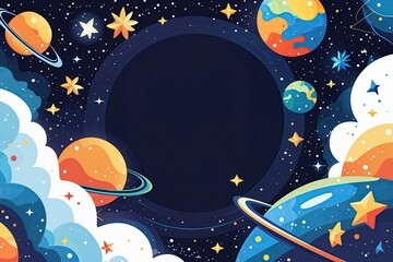 Wall Mural - adorable flat vector space background featuring stars and cosmic elements