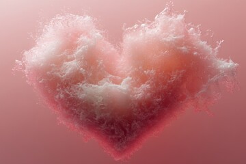 Leinwandbilder - Creative representation of a heart shape formed by vibrant swirling clouds against a soft pink background
