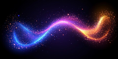 Wall Mural - colorful, swirling digital line of energy, glitter trail effect on a clean background.