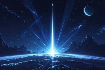 Wall Mural - Ethereal Light and Shadow Effects in Deep Space Artwork