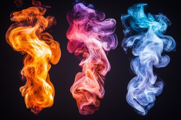 Poster - Colorful smoke wisps swirling in vibrant hues against a dark backdrop