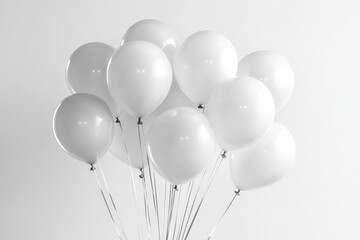 Aufkleber - White balloons floating together against a simple background in a bright setting for a festive occasion