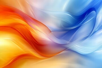 Poster - Colorful abstract waves blend harmoniously in a vibrant gradient of blue and orange tones