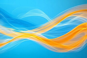 Poster - Flowing waves of blue and orange create a serene and dynamic visual experience in an abstract background design