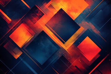 Poster - Vibrant abstract composition featuring geometric shapes in bold colors and sharp contrasts
