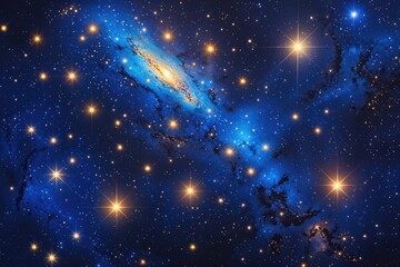 Wall Mural - Midnight Cosmic Canvas with Vibrant Stars in Dark Blue Universe