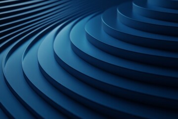 Poster - Curved blue patterns create a modern abstract design showcasing depth and texture in a contemporary setting
