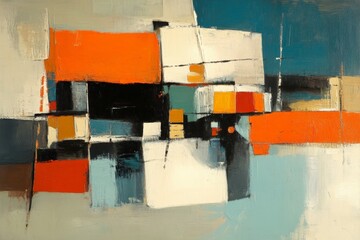 Leinwandbilder - Abstract artwork featuring geometric shapes and vibrant colors in an arrangement that evokes creativity and modern design