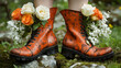 © muhaimin - Floral boots on rocks