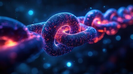 Poster - Futuristic Blockchain Concept with Interconnected Digital Chains and Abstract Tech Background