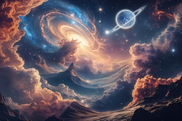Wall Mural - celestial wonders and mystical realms in space and galaxy