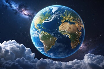 Wall Mural - cinematic 3d animation of planet earth with clouds in a cosmic space background