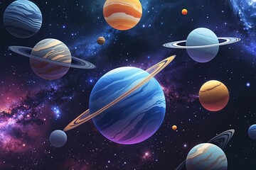 Wall Mural - abstract planets in a cosmic space background