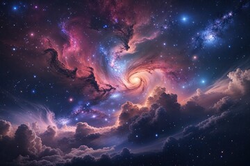 Wall Mural - vibrant cosmic nebula with swirling clouds and celestial night sky wonders