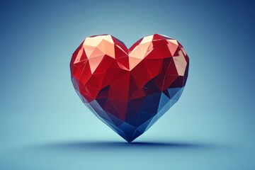 Leinwandbilder - Polygonal heart design on a gradient background showcasing creative digital art and craftsmanship