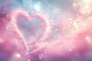 Poster - Heart-shaped sparkles create a whimsical atmosphere with soft pastel colors during a romantic celebration