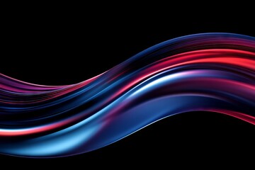 Fototapete - Flowing waves of vibrant colors create a dynamic visual effect against a dark background