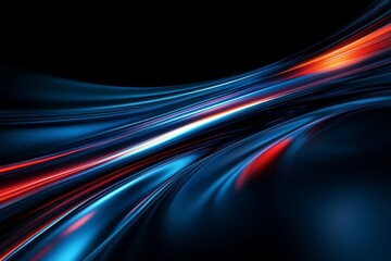 Poster - Dynamic waves of blue and red create a vibrant abstract design in a dark background
