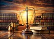 © Achiraya - Panoramic View of Scales of Justice and Law Books