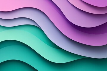 Aufkleber - Colorful layered waves create an abstract design in shades of purple and teal