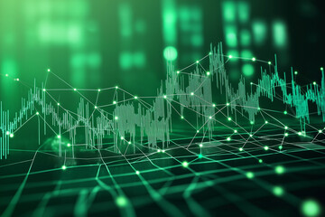 Wall Mural - an abstract image showing the flow of digital assets in a green economy, with interconnected network