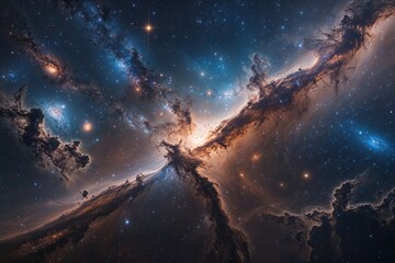 Wall Mural - abstract cosmos background with nebula and galaxies in space