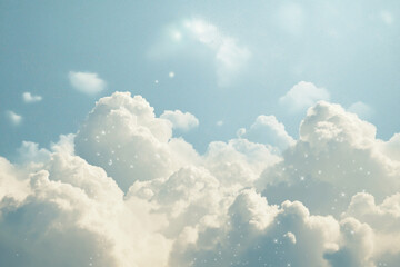Wall Mural - misty fluffy clouds with sparkles. a celestial sky full of shimmering, ethereal, fluffy clouds with 