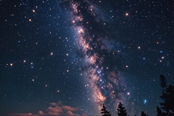 Wall Mural - twinkling stars in a dark night sky on a black canvas