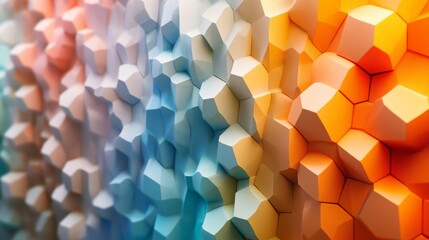 Wall Mural - a three dimensional abstract art piece showing geometric colorful shapes