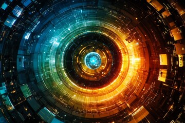 Aufkleber - Colorful abstract digital design representing technology and innovation in a futuristic atmosphere