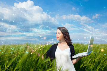 young woman with laptop