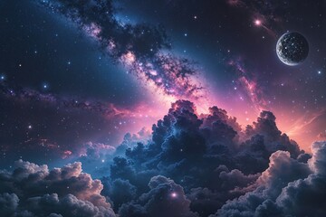 Wall Mural - dreamy cosmic galaxy and surreal starscape backgrounds