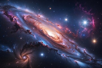 Wall Mural - vibrant abstract galaxy and nebula artwork in deep space filled with stars