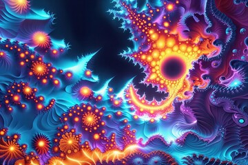 Wall Mural - vibrant fractal landscapes across multiple dimensions with dynamic patterns and luminous colors