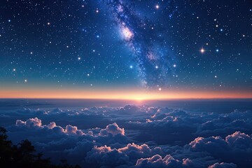 Wall Mural - Stunning Twinkling Starry Sky Wallpaper in Beautiful Azure Background