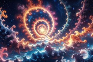 Wall Mural - surreal cosmic fractal art vivid wallpaper illustrations for dreamy space aesthetics