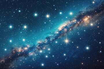 Wall Mural - Stunning Night Sky with Shimmering Stars and Cerulean Cosmic Background