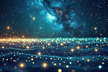 Wall Mural - Cerulean Cosmic Night Sky with Shimmering Stars and Vibrant Starfield