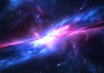 cosmic collision, nebula explosion, interstellar gas, vibrant colors, space background; science educ