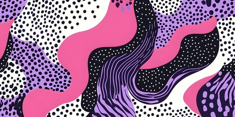 Abstract Pattern with Various Shapes and Colors: This vibrant and dynamic abstract pattern combines various organic shapes and textures, creating a visually engaging design. Featuring a mix of smooth.