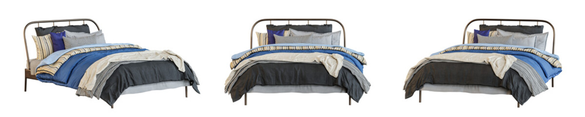 Poster - Bed set isolated on transparent background. 3D render.