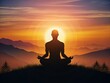 © Danicha - Silhouette of a Man Meditating in Yoga Pose at Sunset
