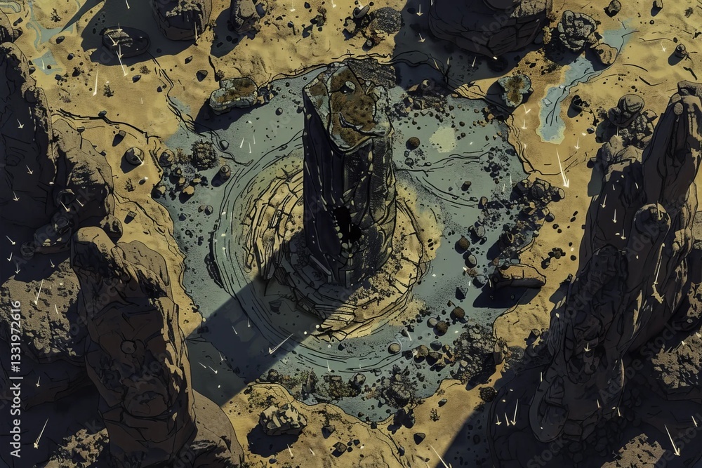 Ilustración de Stock post apocalyptic map, battlemap, rpg map, fantasy ...