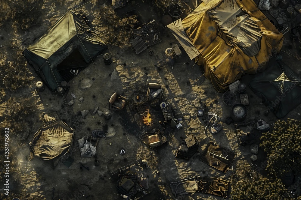 Ilustración de Stock post apocalyptic map, battlemap, rpg map ...