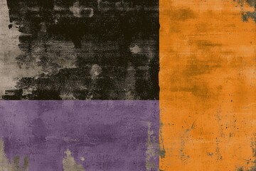 Wall Mural - abstract design with dark purple, orange, black, and grainy textures, creating depth and intrigue.