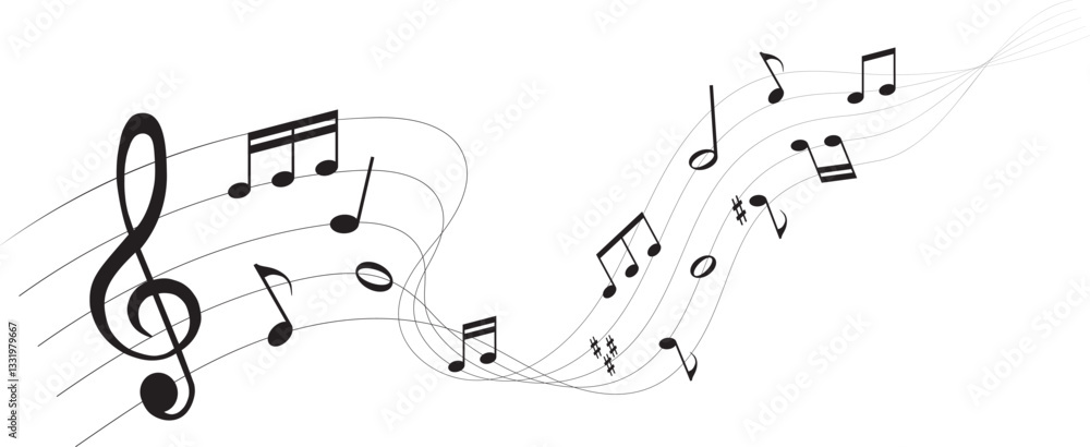 Note Melodi vector illustration of sheet music - musical notes melody Stock Vector ...