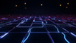 © Netaya - Futuristic Seamless Tile Design: Radiating Digital Aesthetic in Neon Abstract Grid - Modern Vector Art for Innovative Tech Visual Harmony in Photo Stock