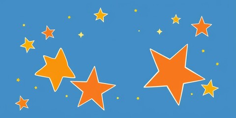Wall Mural - Hand-drawn, continuous line art style star doodles Simple, elegant vector illustration, bright, pattern