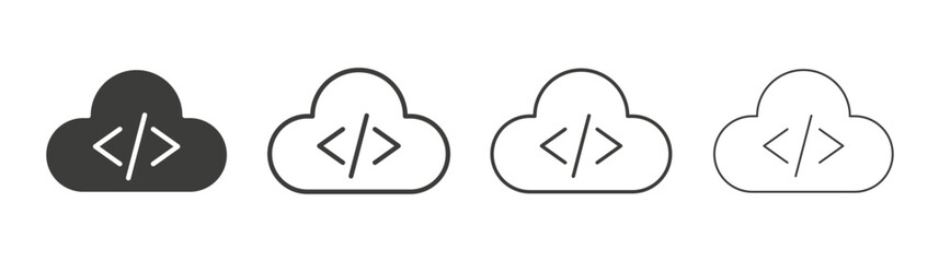 Cloud code line icon vector illustration set.